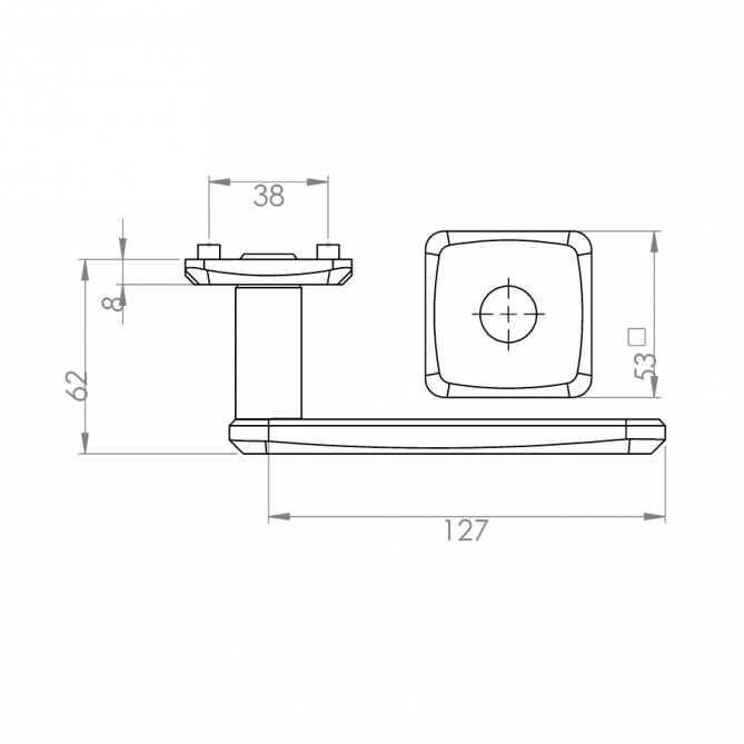 Aluminijasta kljuka z rozeto ADAPTA – Square